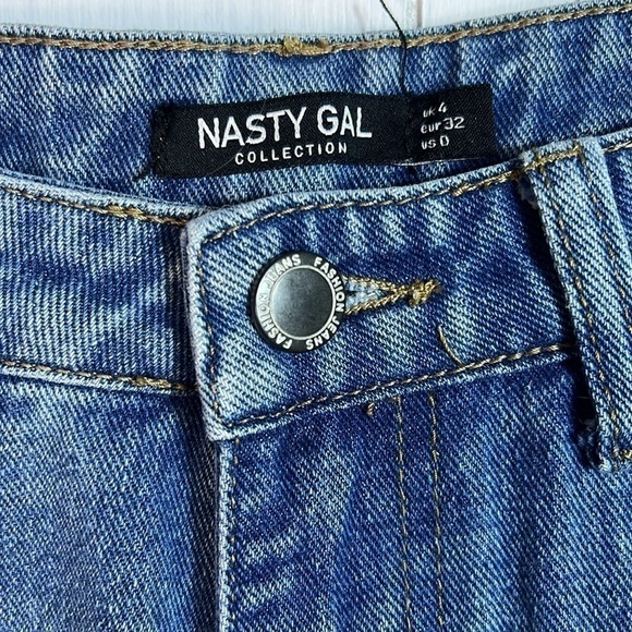 Nasty Gal Jeans high waisted destroyed wide leg women size 0 - Picture 3 of 6